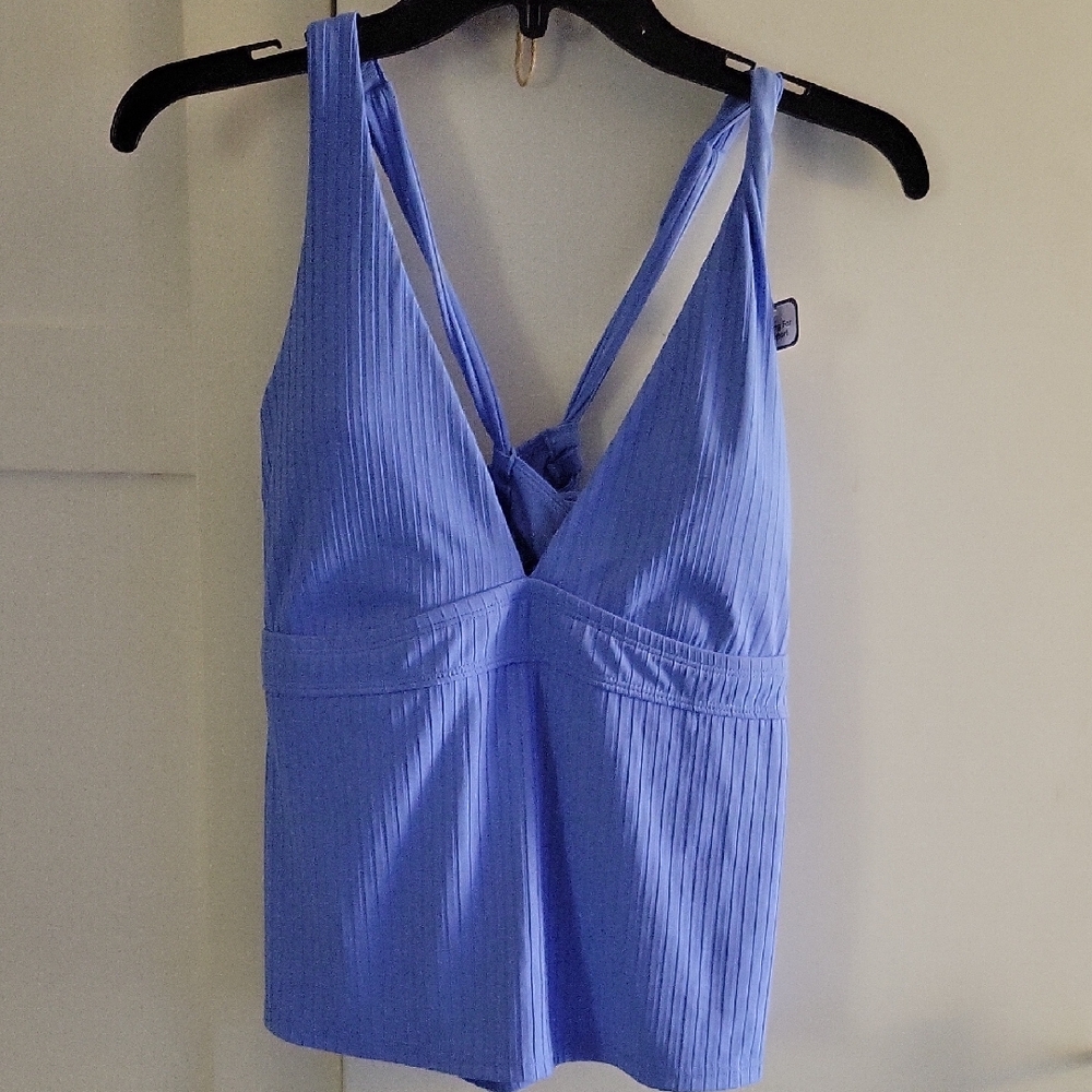 Blue Ribbed Tank Top